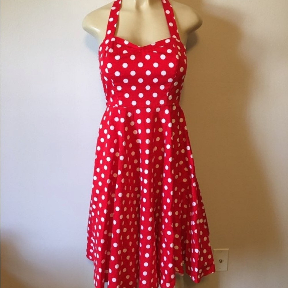 Queen of Holloway red polka dot pinup dress